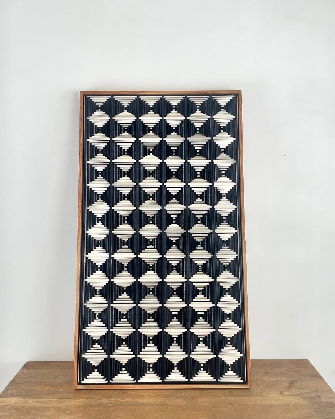 grid textile art, cotton, handmade free style weaving grid textile art, cotton, handmade free style weaving