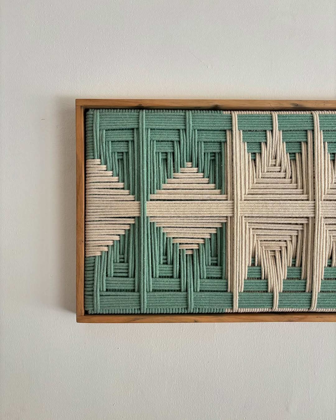 woven wonder teal green & white wall art, wooden frame woven wonder teal green & white wall art, wooden frame