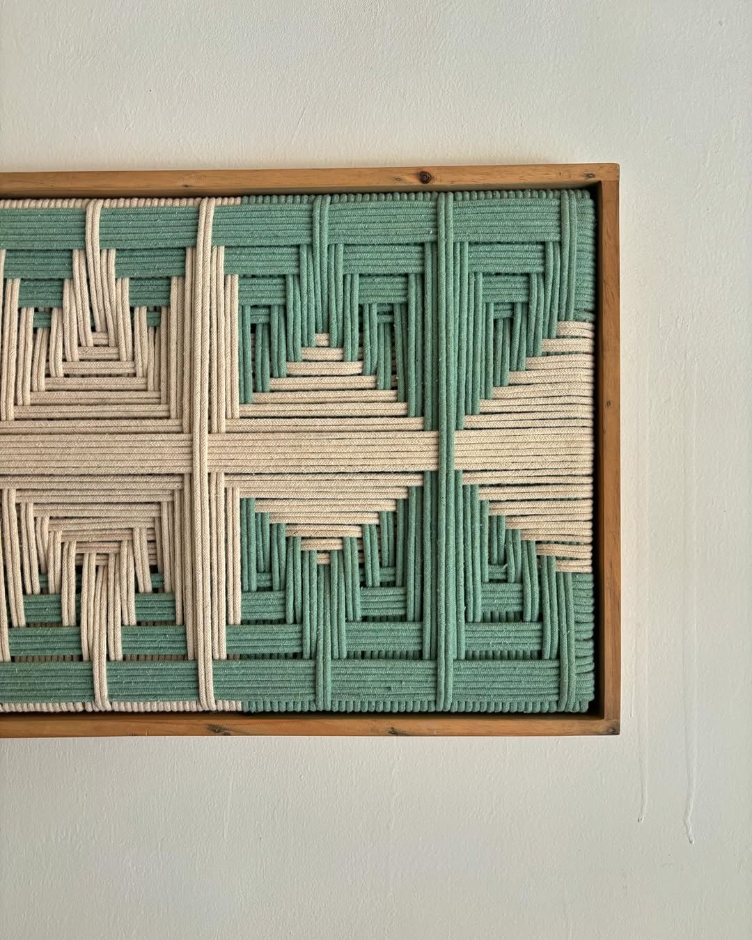 woven wonder teal green & white wall art, wooden frame woven wonder teal green & white wall art, wooden frame