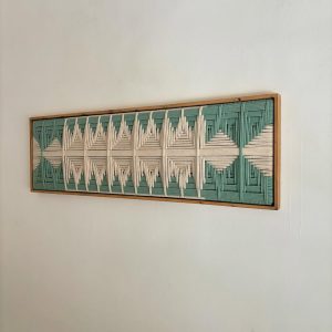 woven wonder teal green & white wall art, wooden frame