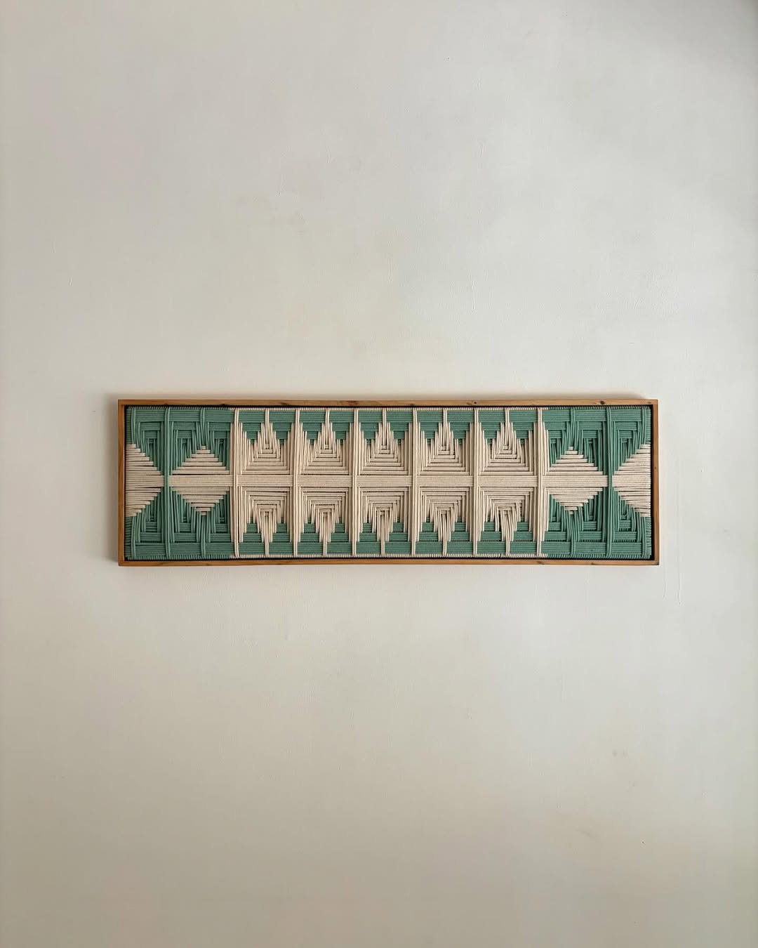 woven wonder teal green & white wall art, wooden frame woven wonder teal green & white wall art, wooden frame