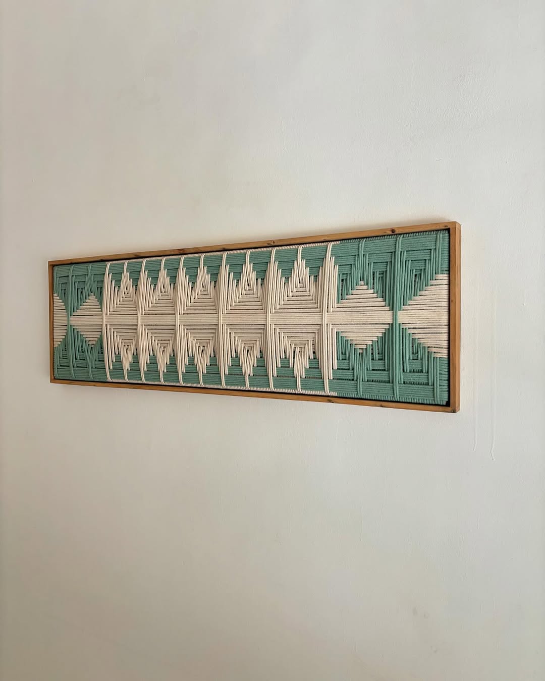 woven wonder teal green & white wall art, wooden frame woven wonder teal green & white wall art, wooden frame