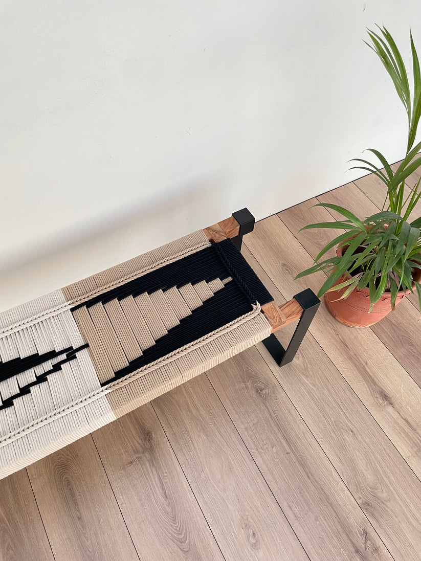 IMG_4853 Handwoven Bench in Black Metal Legs - Image 3