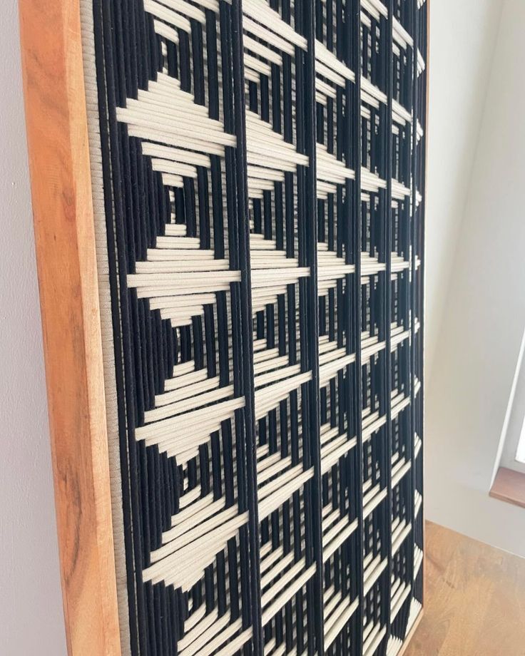 grid textile art, cotton, handmade free style weaving grid textile art, cotton, handmade free style weaving