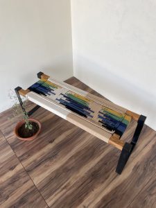 Handwoven Bench in Metal Legs