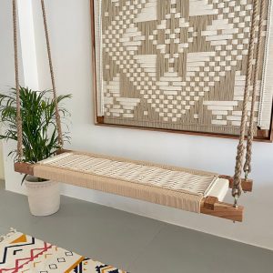 hand woven adults and kids swing beige & white