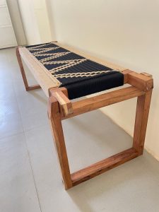handwoven bench in wooden legs #axis